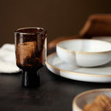 F2D Glas met voet 25cl Bruin Kolon (set van 2)