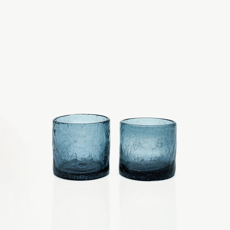 F2D Waterglas 22cl Crackle Blauw (set van 2)