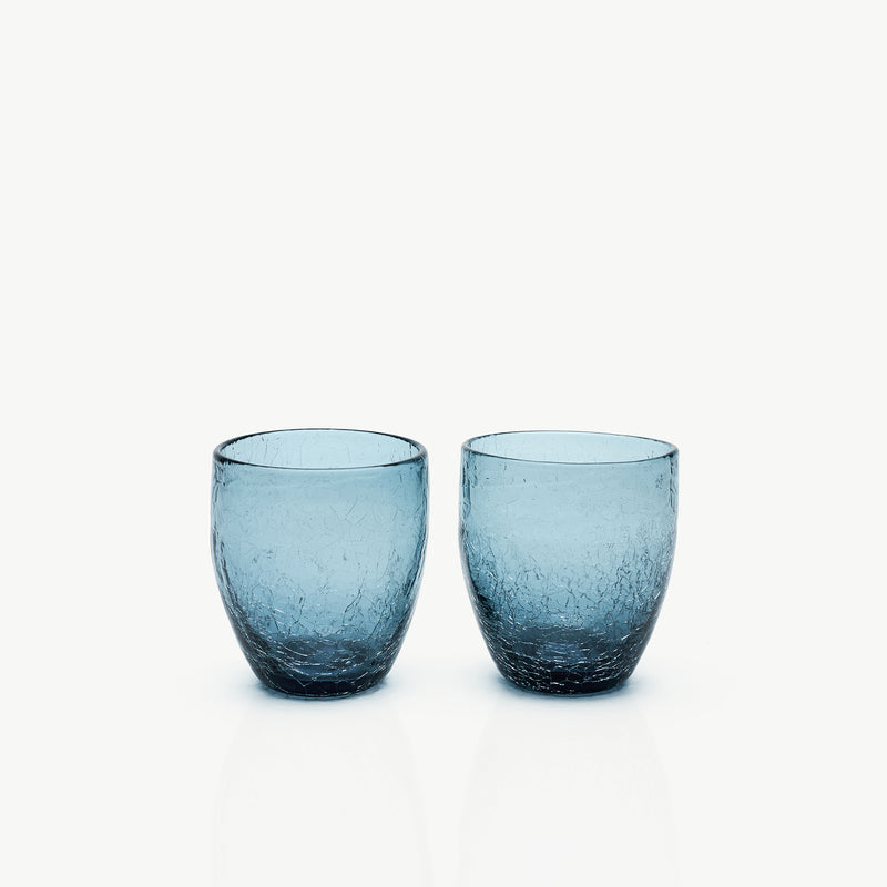 F2D Waterglas 25cl Crackle Blauw (set van 2)