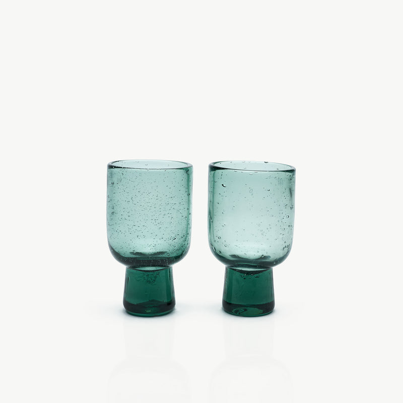F2D Glas met voet 25cl Kolon Groen (set van 2)