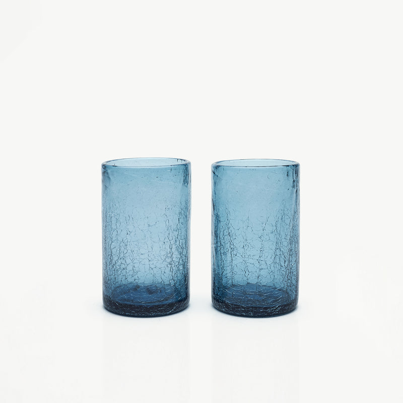 F2D Longdrinkglas 40cl Crackle Blauw (set van 2)